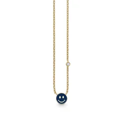 Kids Collection Gold & Enamel Mini Happy Face Necklace