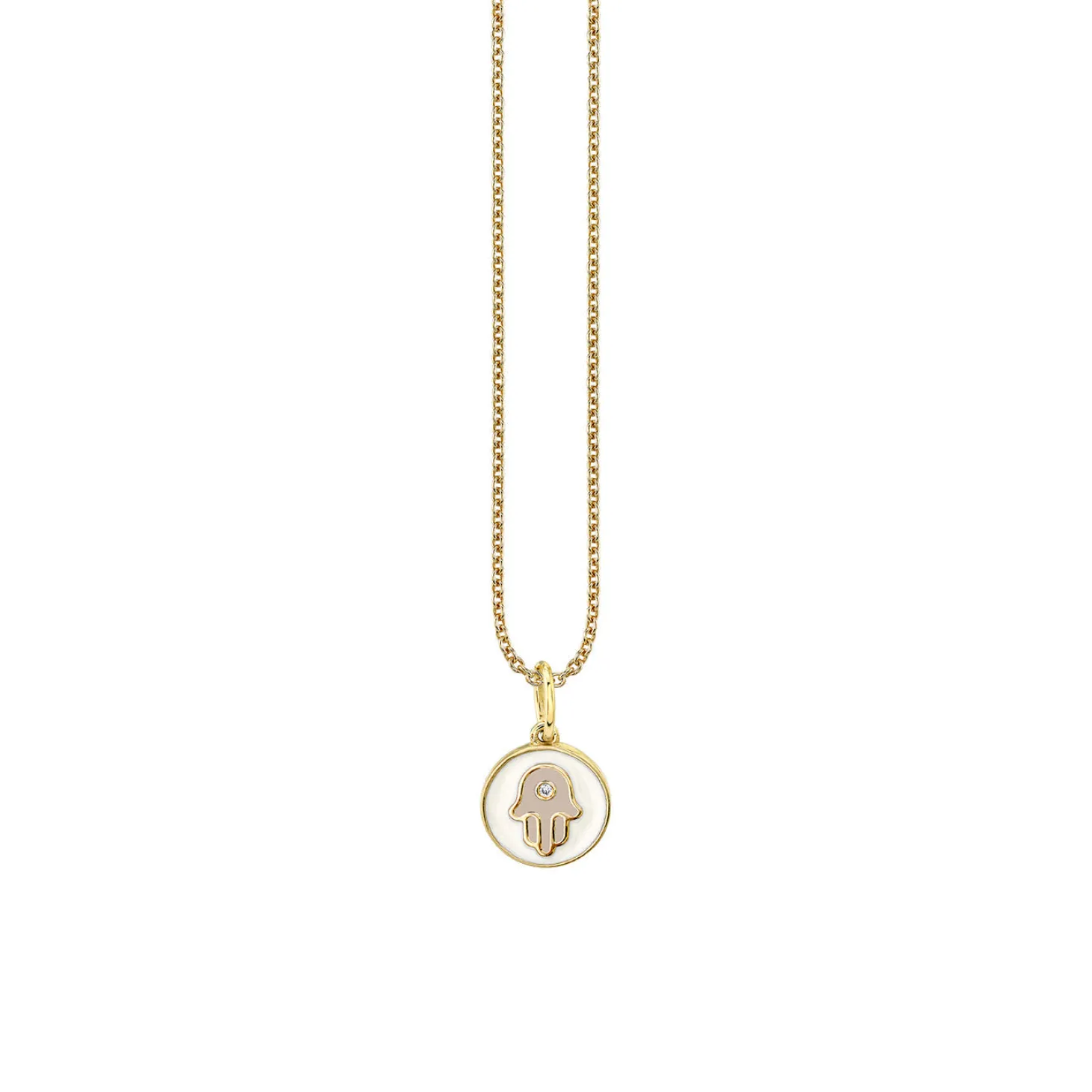Kids Collection Gold & Enamel Tiny Hamsa Medallion Necklace