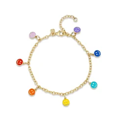 Kids Collection Gold & Enamel Tiny Happy Face Bracelet