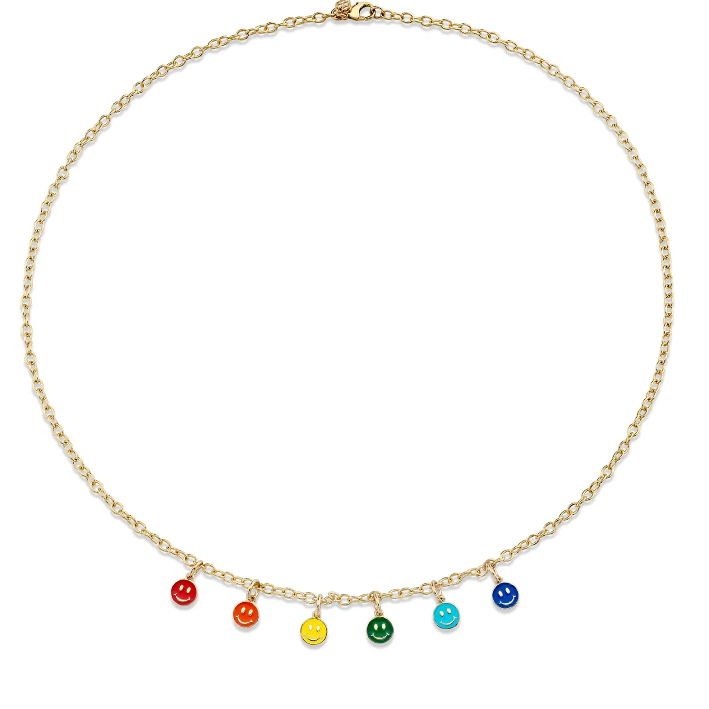 Kids Collection Gold & Enamel Tiny Happy Face Necklace