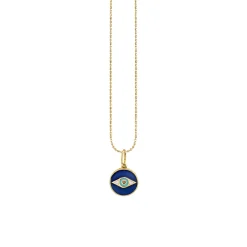 Kids Collection Gold & Enamel Tiny Eye Medallion Necklace