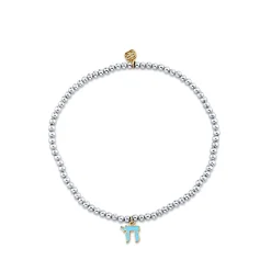 Kids Collection Gold & Enamel Chai on White Gold Beads