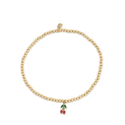 Kids Collection Gold & Enamel Cherry on Gold Beads