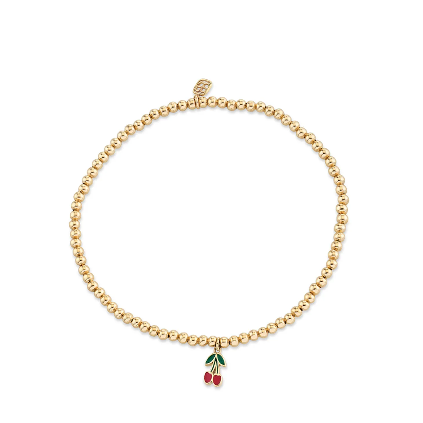 Kids Collection Gold & Enamel Cherry on Gold Beads