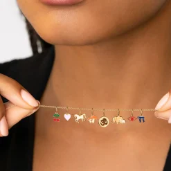 Kids Collection Gold & Enamel Mini Heart Charm Necklace