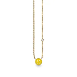 Kids Collection Gold & Enamel Mini Happy Face Necklace