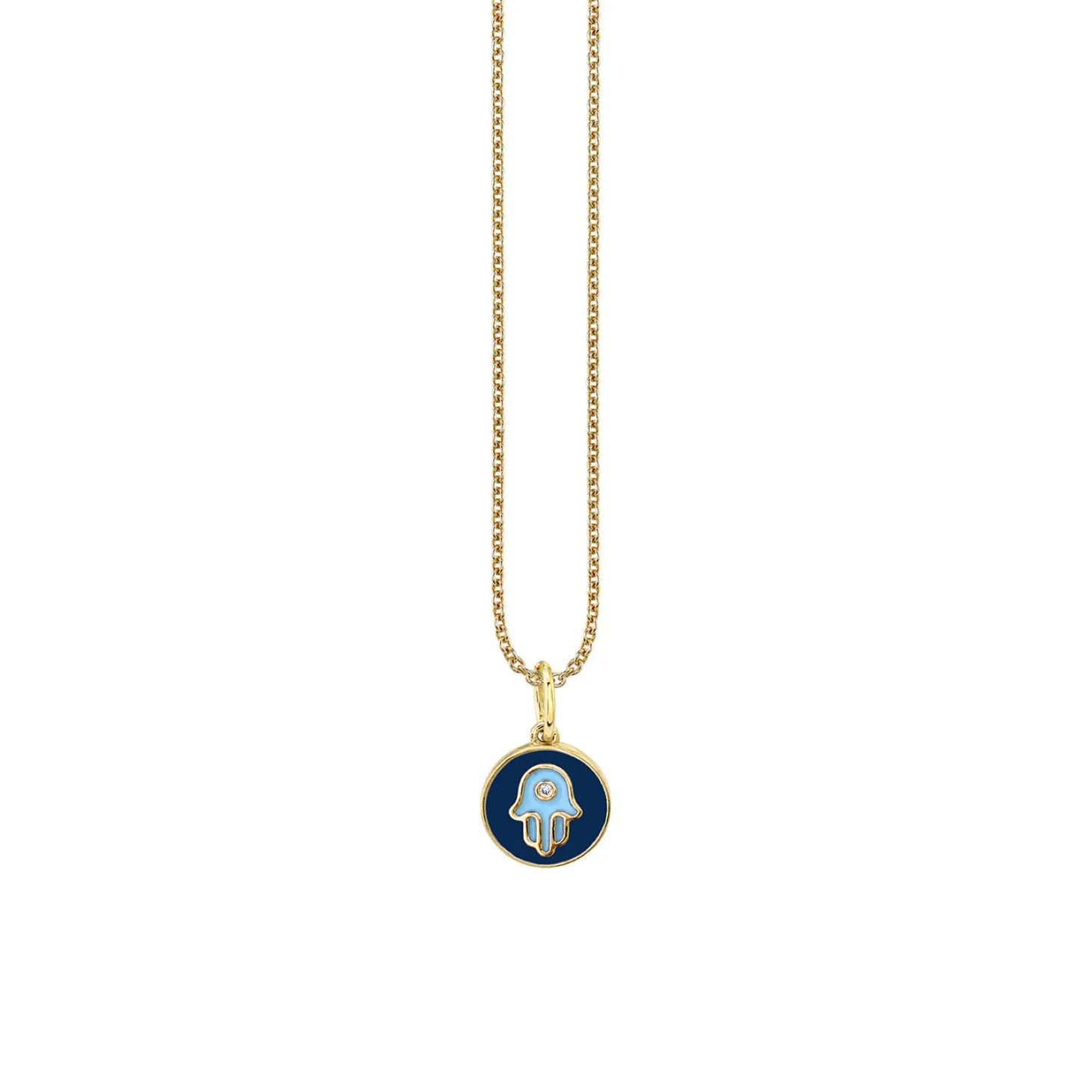 Kids Collection Gold & Enamel Tiny Hamsa Medallion Necklace