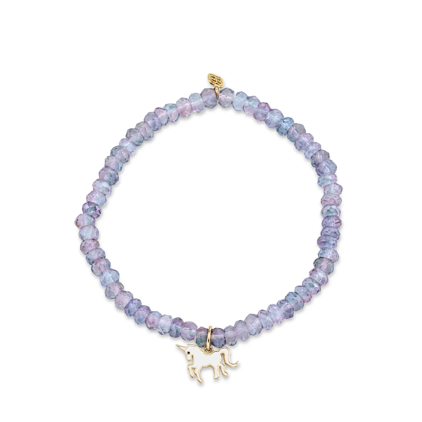 Kids Collection Gold & Enamel Unicorn on Rainbow Quartz