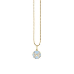 Kids Collection Gold & Enamel Tiny Butterfly Medallion Necklace