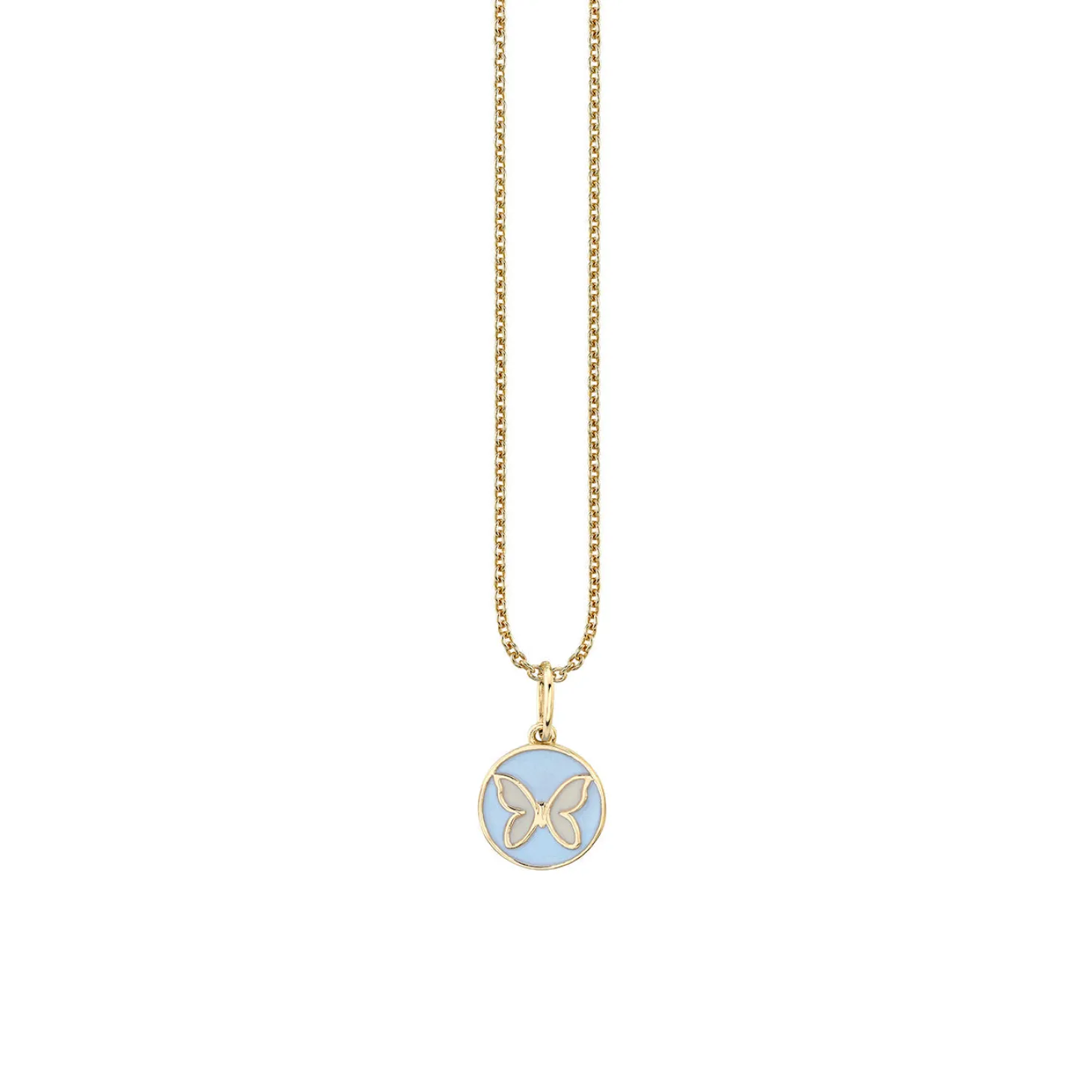 Kids Collection Gold & Enamel Tiny Butterfly Medallion Necklace