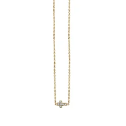 Kids Collection Gold & Pave Diamond Tiny Cross Necklace