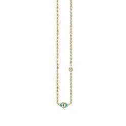 Kids Collection Gold & Turquoise Mini Enamel Eye Necklace
