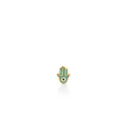 Kids Collection Gold & Turquoise Mini Enamel Hamsa Stud
