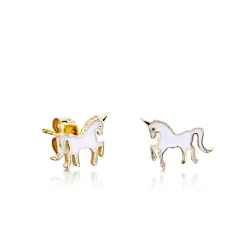 Kids Collection Gold Enamel Unicorn Earrings