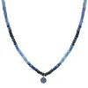 Men's Collection Black Rhodium & Sapphire Mini Disc on Blue Shade Sapphire Necklace