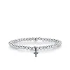Men's Collection Black Rhodium & Diamond Tiny Cross on 14k White Gold Beads