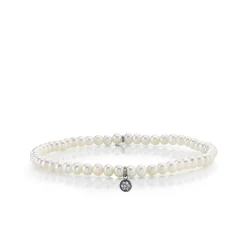 Men's Collection Black Rhodium & Diamond Mini Disc on Pearls