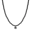 Men's Collection Black Rhodium & Black Diamond Clover on Onyx Necklace