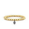 Men's Collection Black Rhodium & Diamond Small Hamsa on Gold Beads