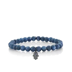 Men's Collection Black Rhodium & Diamond Hamsa on Kyanite