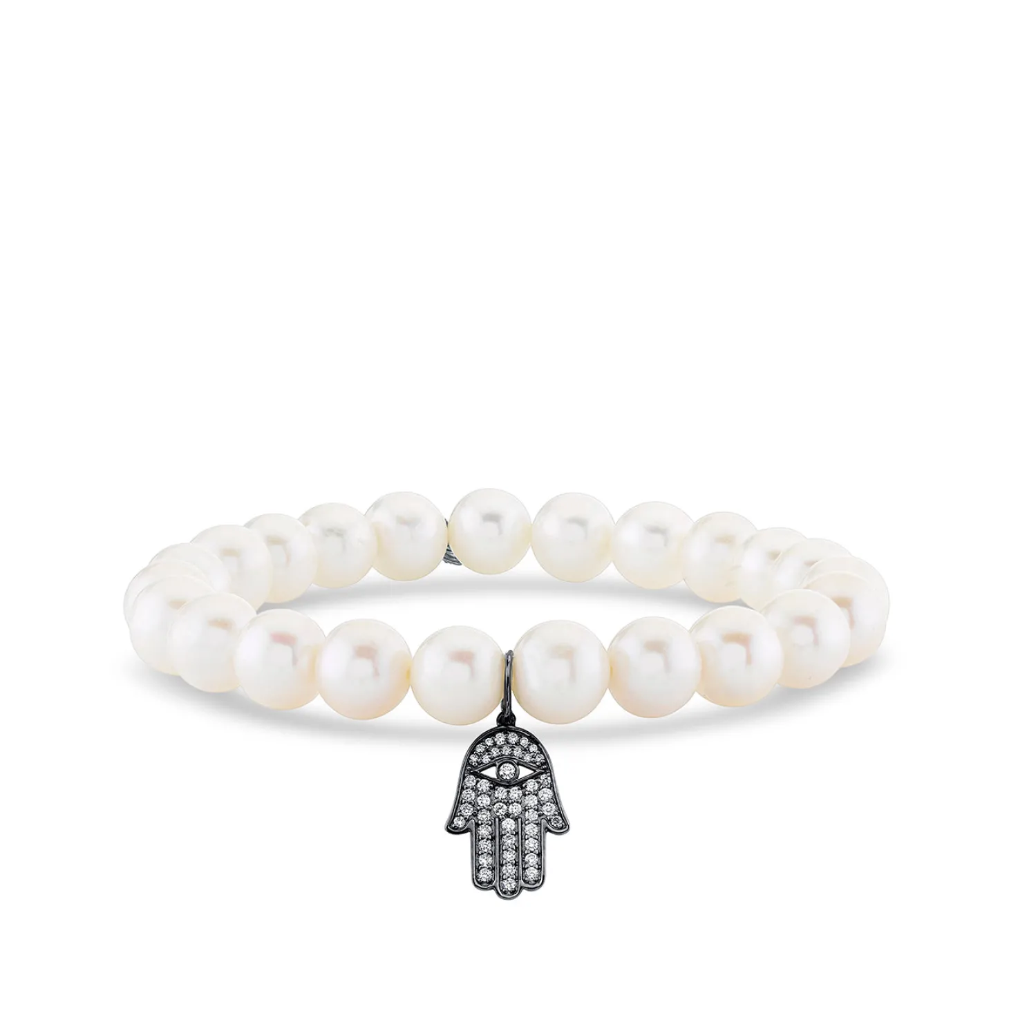 Men's Collection Black Rhodium & Diamond Hamsa on Pearl