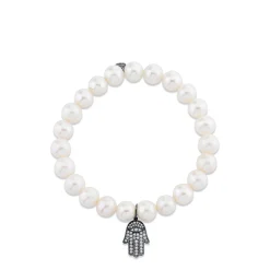 Men's Collection Black Rhodium & Diamond Hamsa on Pearl