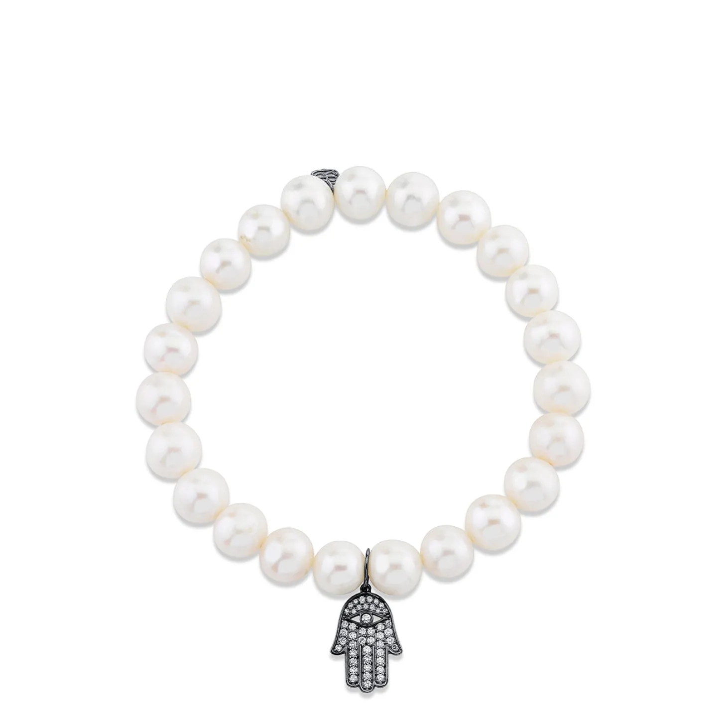 Men's Collection Black Rhodium & Diamond Hamsa on Pearl