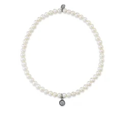 Men's Collection Black Rhodium & Diamond Mini Disc on Pearls