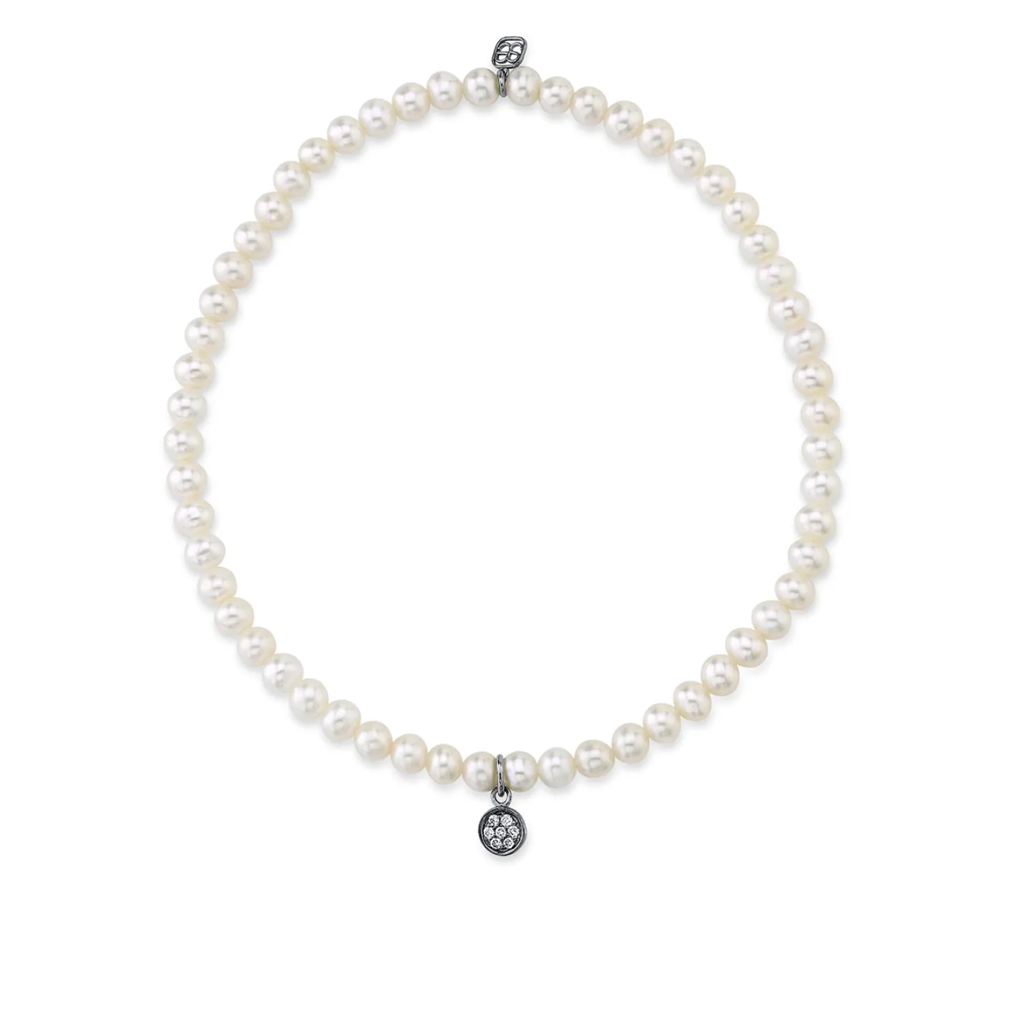 Men's Collection Black Rhodium & Diamond Mini Disc on Pearls