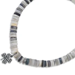 Men's Collection Black Rhodium & Diamond Clover on Australian Opal Heishi