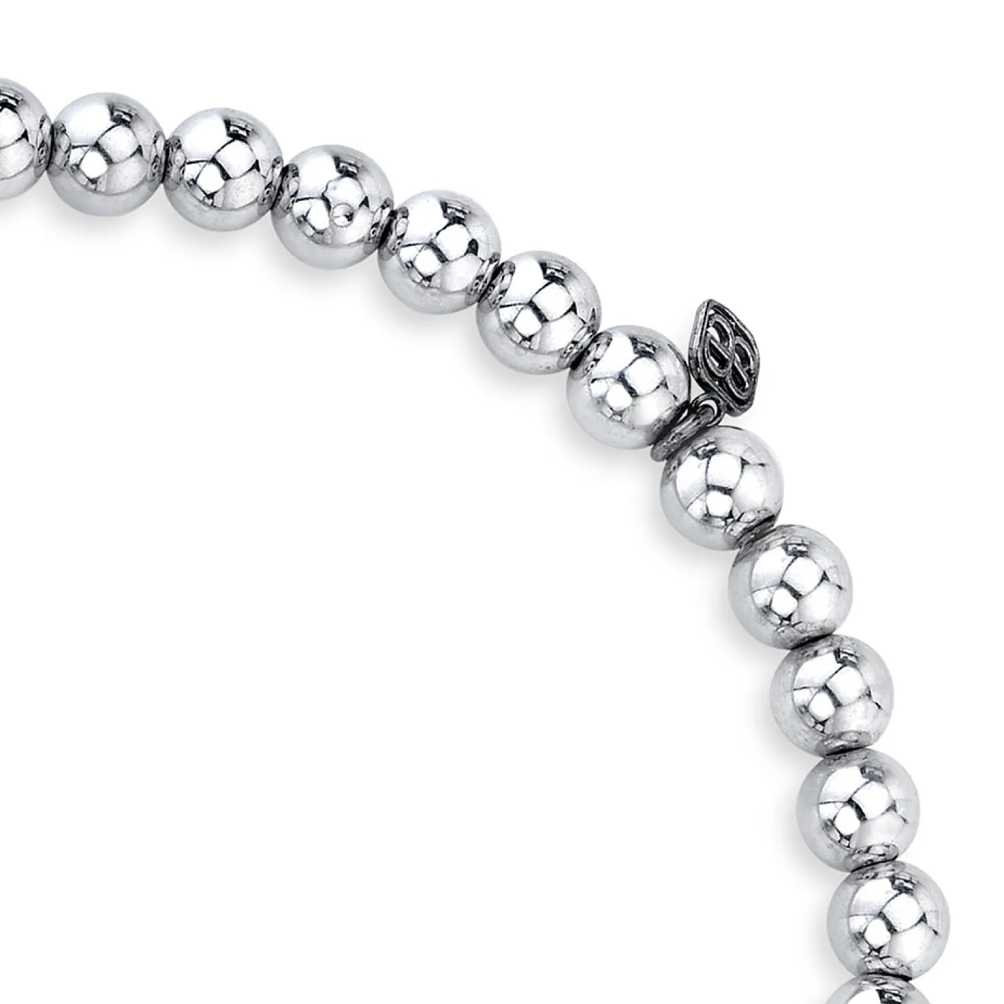 Men's Collection Black Rhodium & Diamond Tiny Cross on 14k White Gold Beads