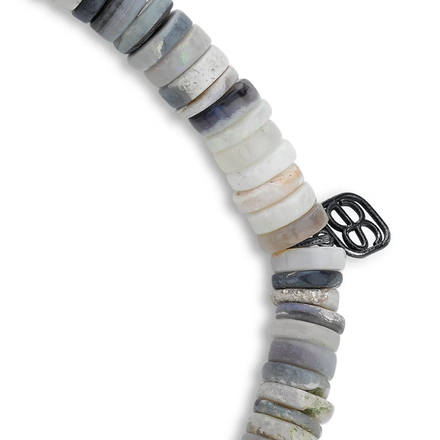 Men's Collection Black Rhodium & Diamond Clover on Australian Opal Heishi