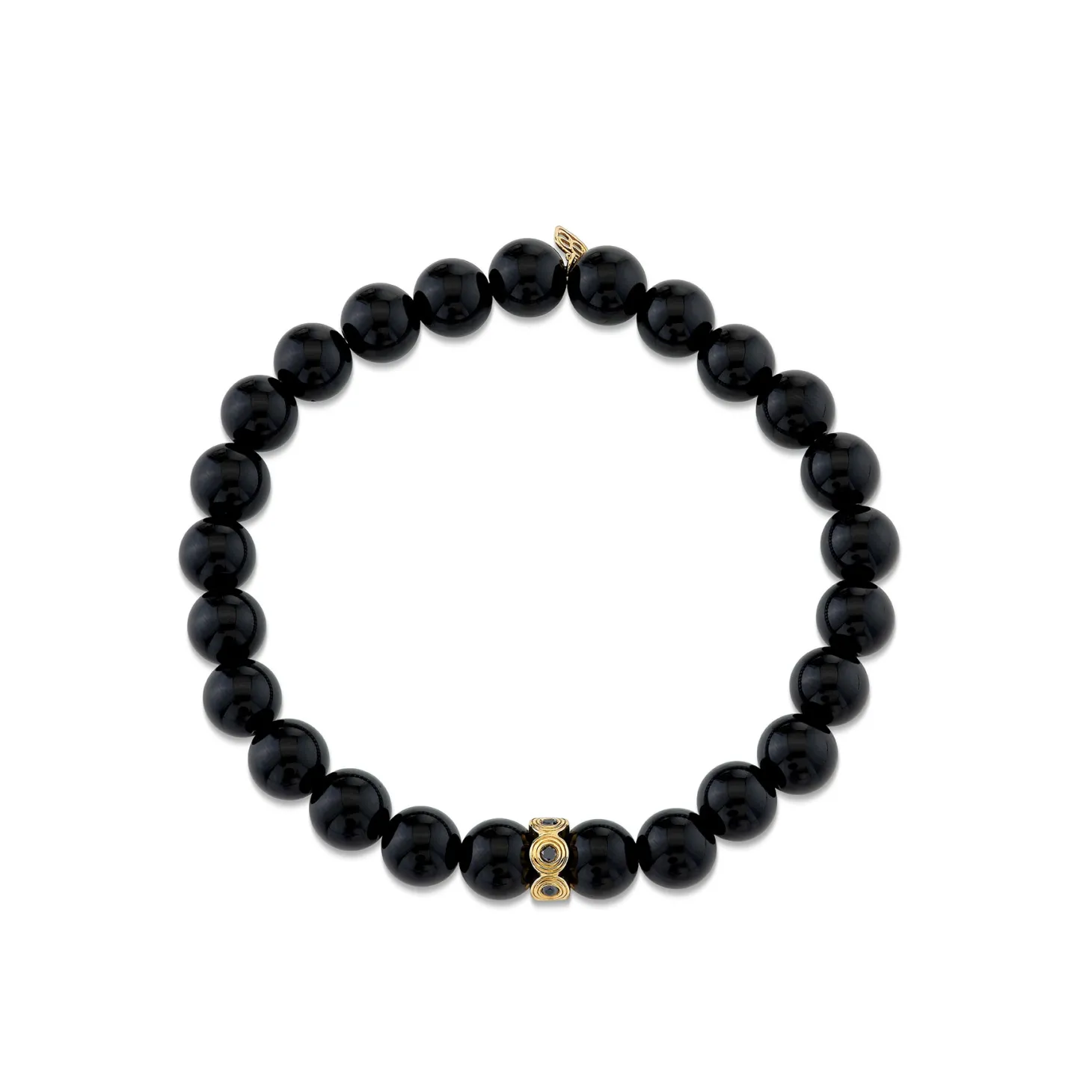Men's Collection Gold & Black Diamond Fluted Rondelle on Onyx