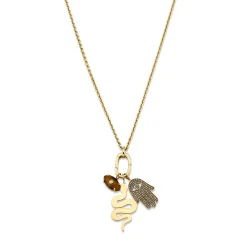 Men's Collection Gold & Brown Diamond Multi-Charm Necklace