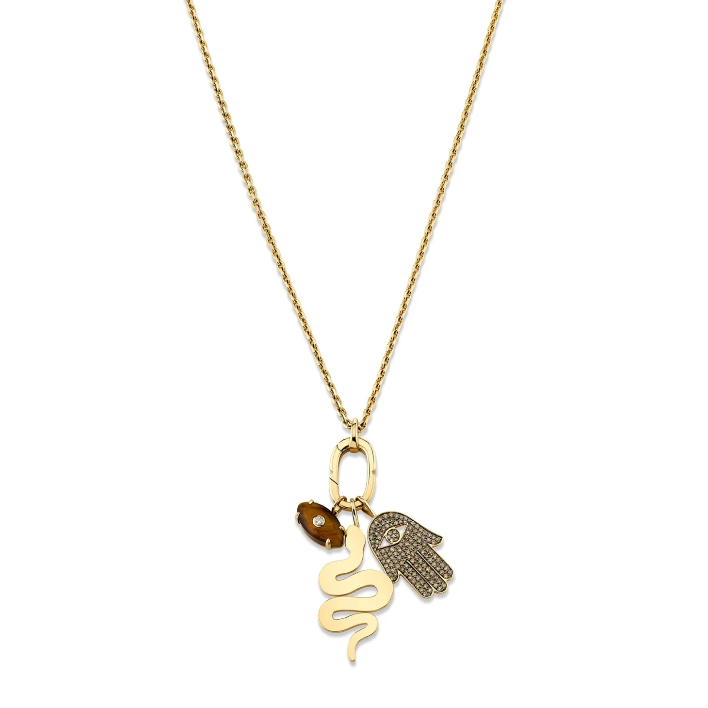 Men's Collection Gold & Brown Diamond Multi-Charm Necklace