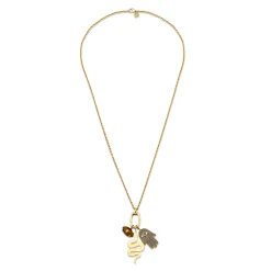 Men's Collection Gold & Brown Diamond Multi-Charm Necklace