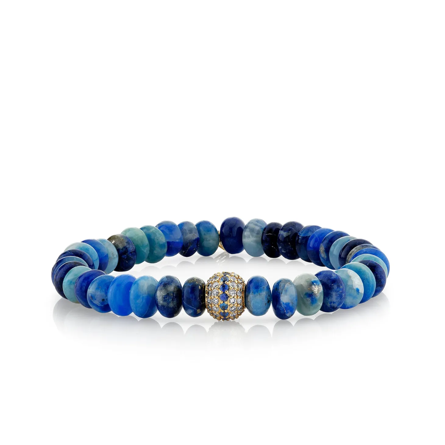 Men's Collection Gold & Diamond Sapphire Mala Bead on Afghanite