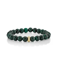 Men's Collection Gold & Diamond Eternity Rondelle on Malachite