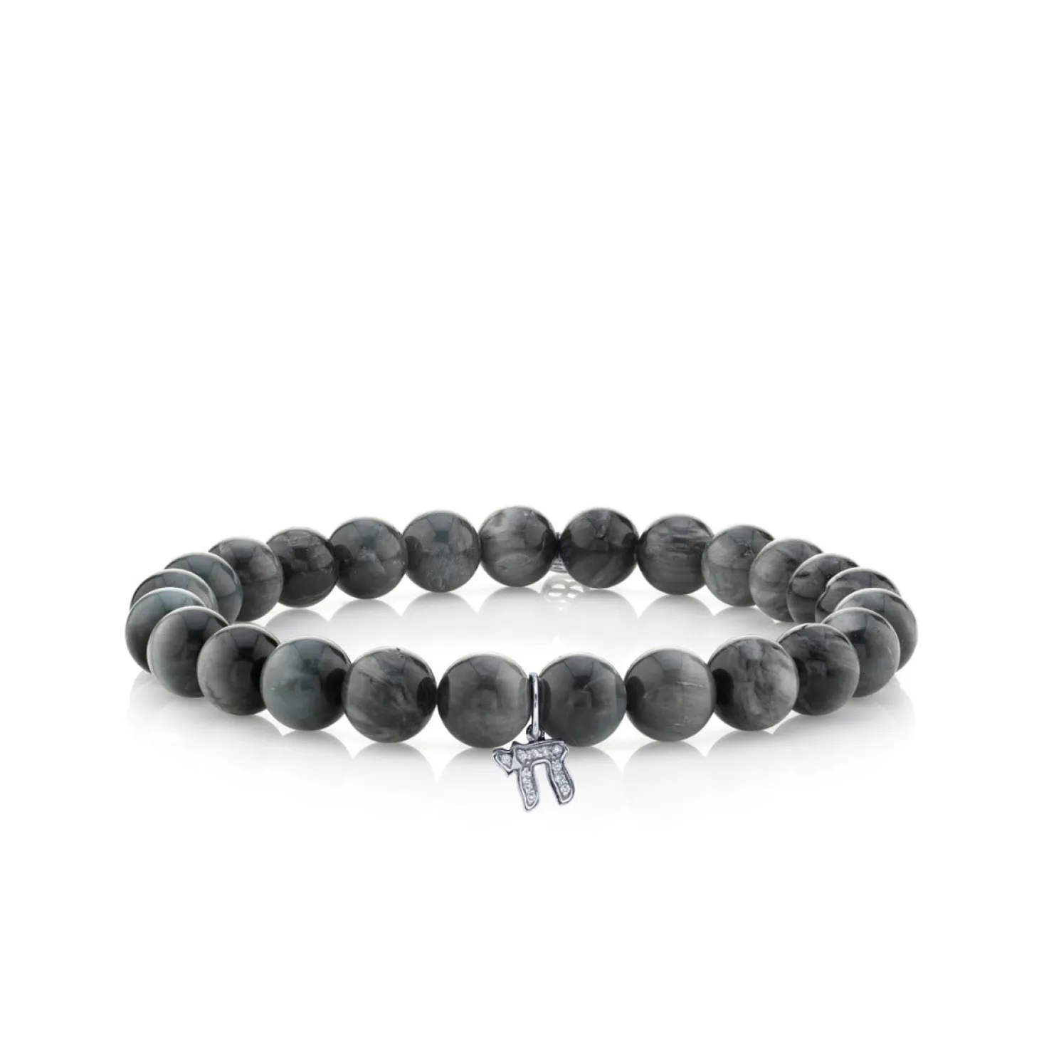 Men's Collection Gold & Diamond Chai on Grey Cat's Eye
