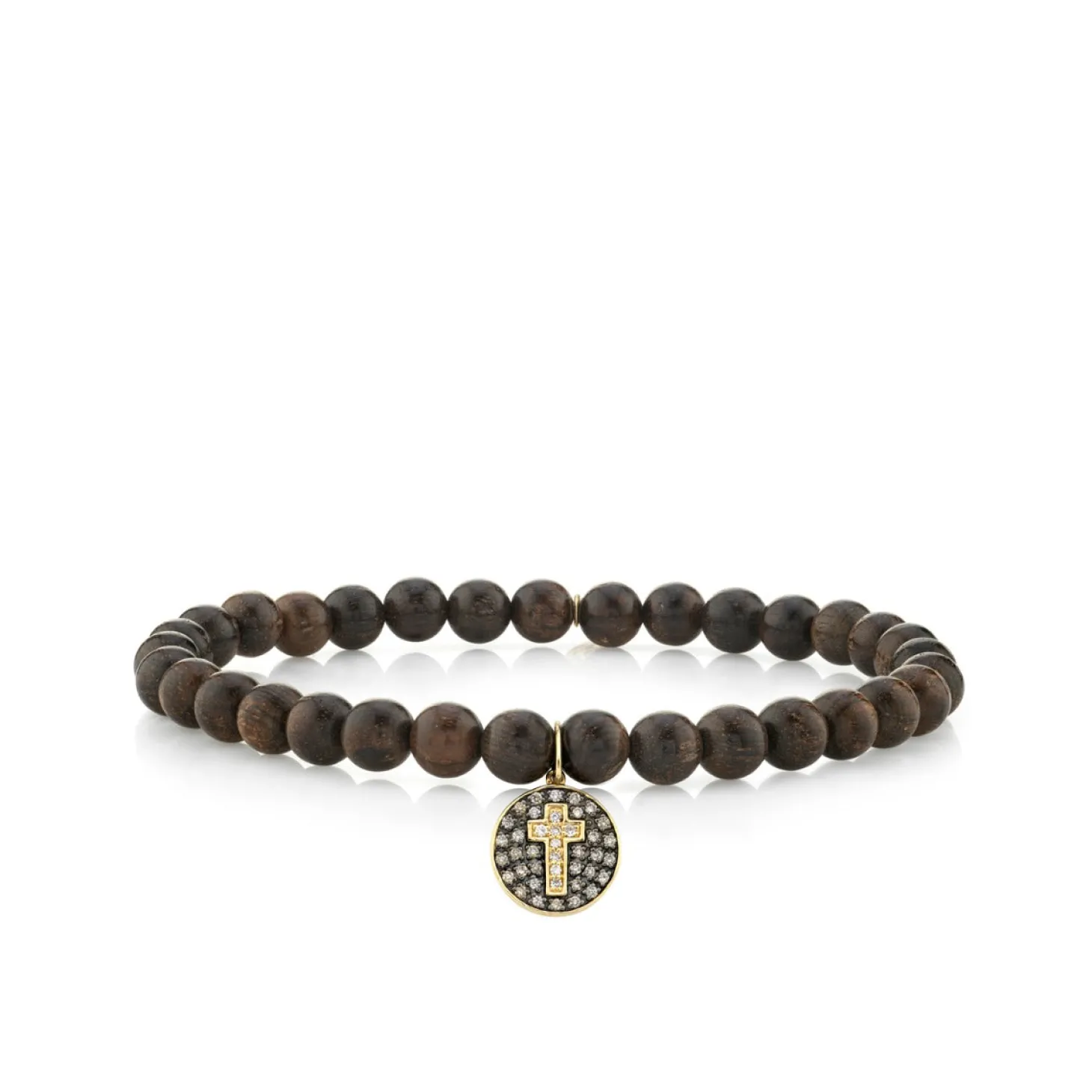 Men's Collection Gold & Diamond Cross Medallion on Dark Wood