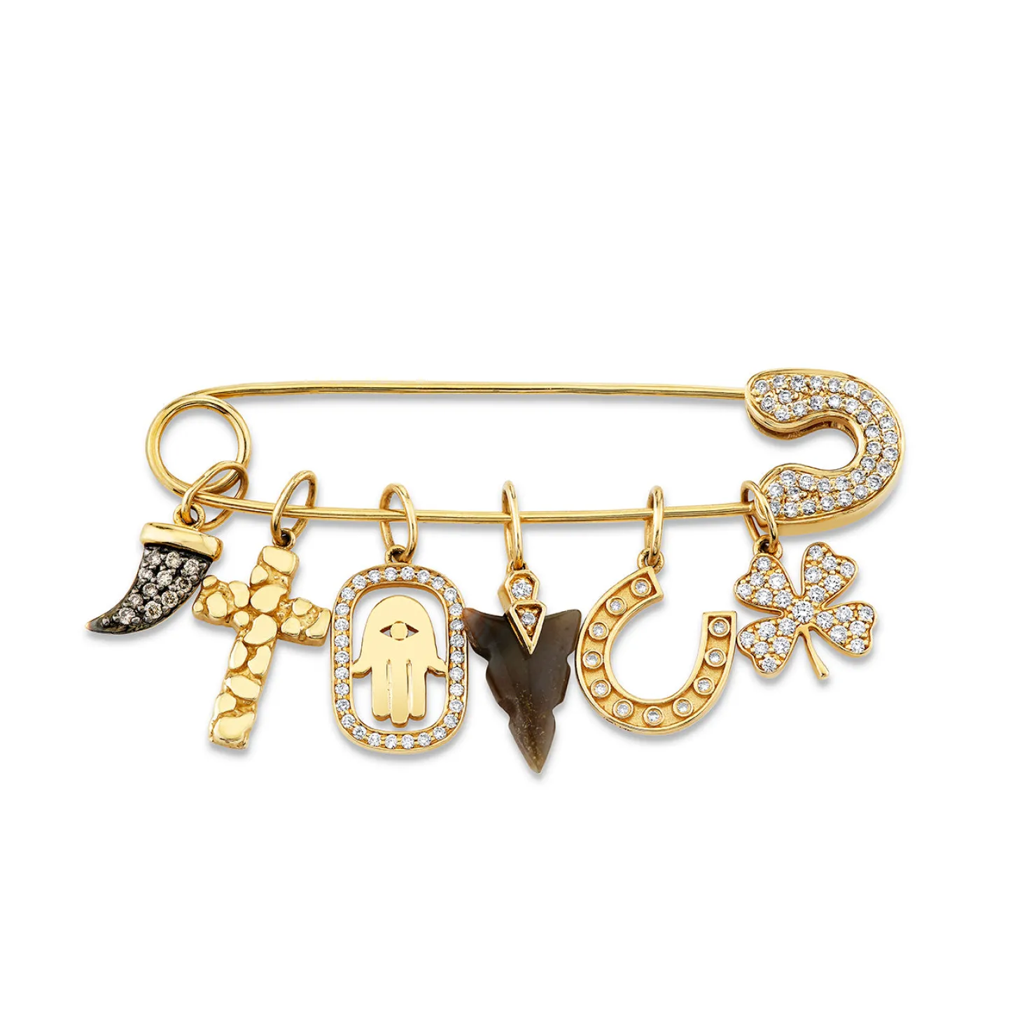 Men's Collection Gold & Diamond Luck & Protection Brooch