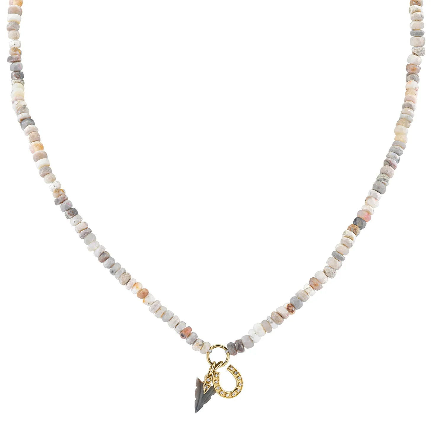 Men's Collection Gold & Diamond Horseshoe & Arrowhead Australian Opal Necklace