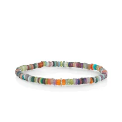 Men's Collection Gold & Diamond Rondelle on Rainbow Heishi
