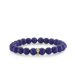 Men's Collection Gold & Diamond Bezel Eye Rondelle on Lapis
