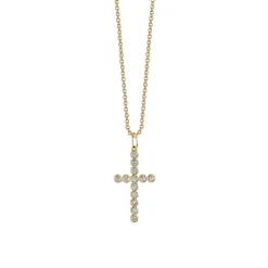 Men's Collection Gold & Diamond Bezel Cross Charm