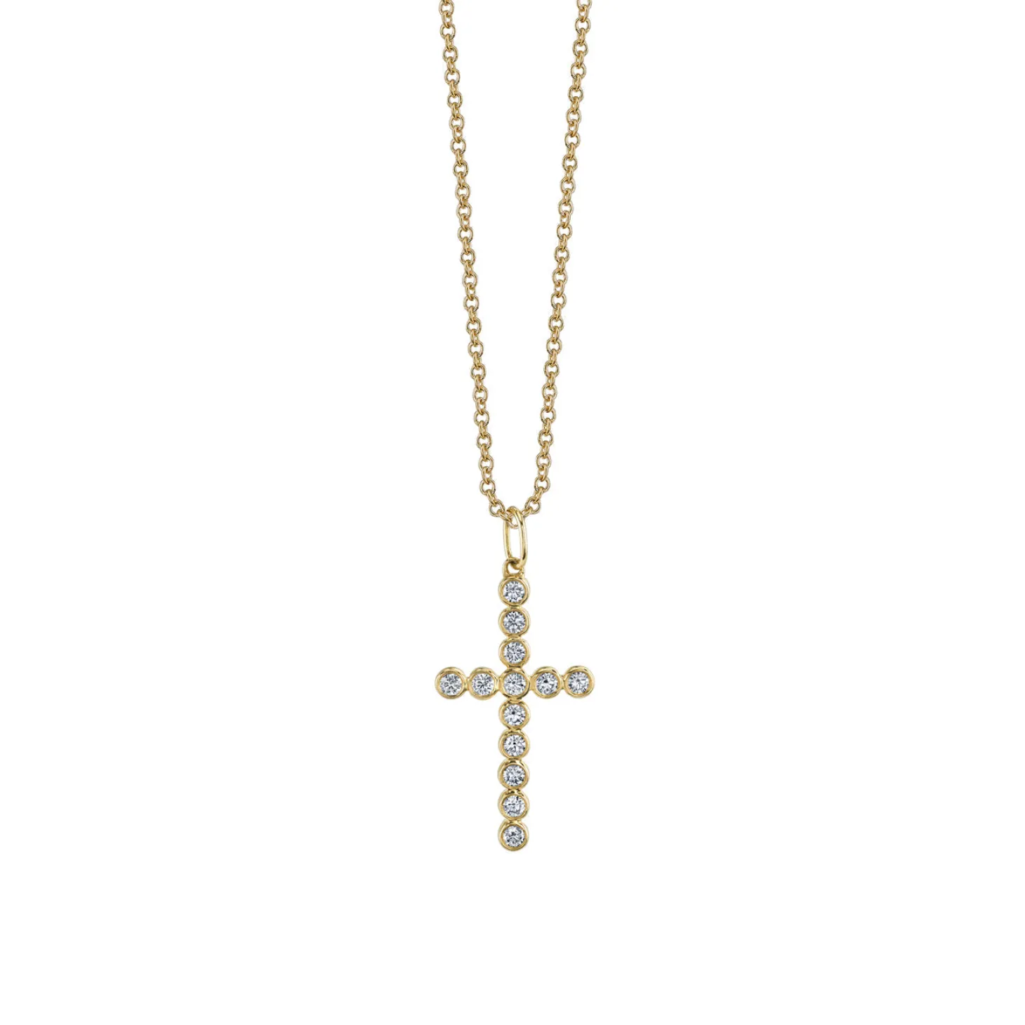 Men's Collection Gold & Diamond Bezel Cross Charm