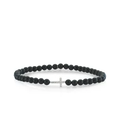 Men's Collection Gold & Diamond Cross on Onyx