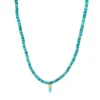 Men's Collection Gold & Diamond Eye Short Turquoise Stone on Arizona Turquoise Necklace