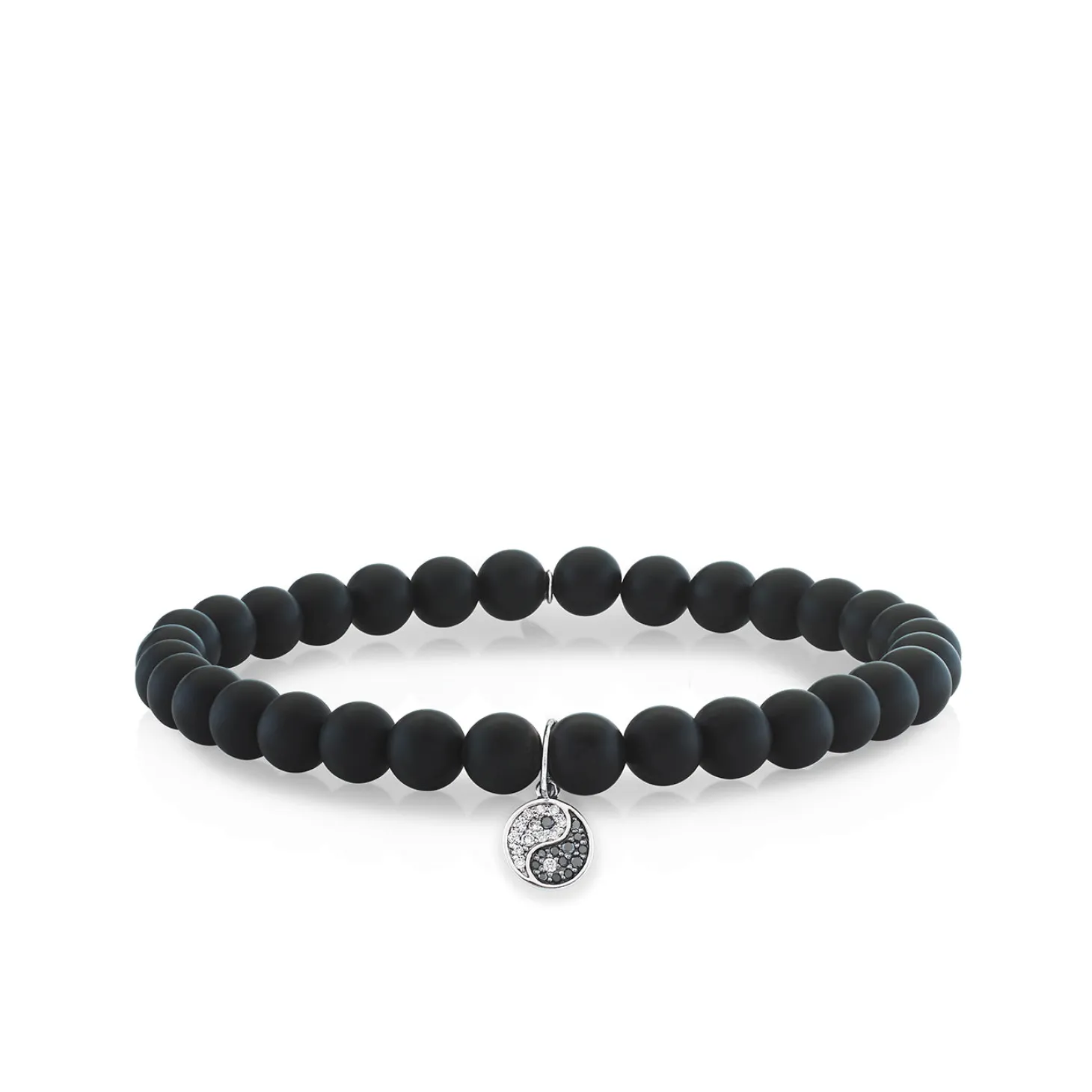 Men's Collection Gold & Diamond Small Yin Yang on Black Matte Onyx