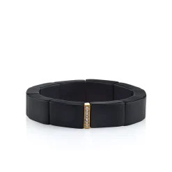 Men's Collection Gold & Diamond Small Single Row Spacer On Onyx